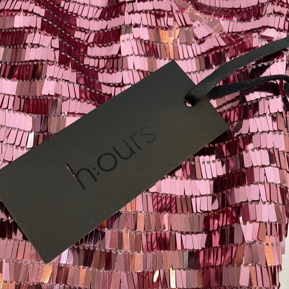 H:ours Amias Dress Size M NWT Pink Sequins Sparkle - Picture 8 of 16